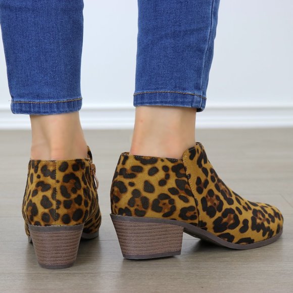 Faux Suede Leopard Print Ankle Booties - Picture 16 of 16